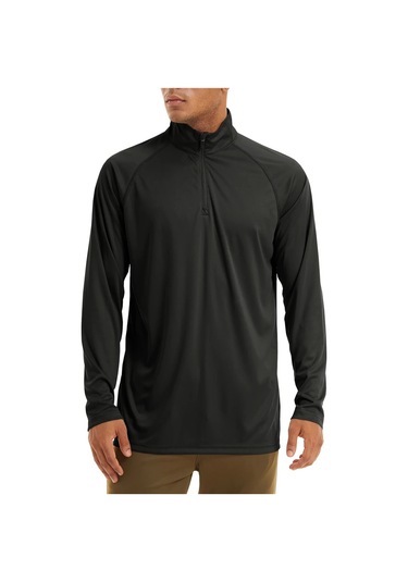 Tacvasen Erkek Anti-uv Güneş Korumalı Uzun Kollu Zip T-shirt Yaz Golf Egzersiz Cnblackerkek Black