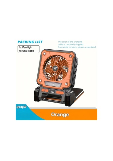 Dashanshop 1 Adet Taşınabilir Güneş Enerjili Şarj Edilebilir Turuncu Usb Fan Led Akıllı Tavan Fanı Kamp Ev Ofis İçin Kablosuz Masa Fanı