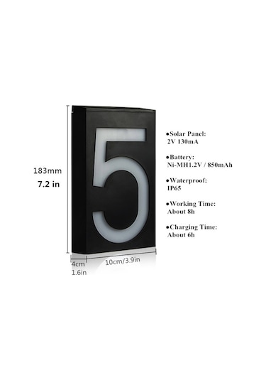 Sones 0.36w Güneş Enerjili Duvar Montajı 6 Led Aydınlatma Kapı Plakası Lambası Ev Numarası Veranda Işıkları Güneş Paneli İle 2