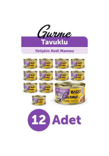 Bado Gurme Yaş Yetişkin Kedi Maması Tavuklu 85 Gr 12 Adet