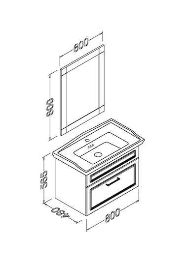 Monaco 80 Cm Banyo Dolabı-Anrasit(Boy Dolap Hariç )