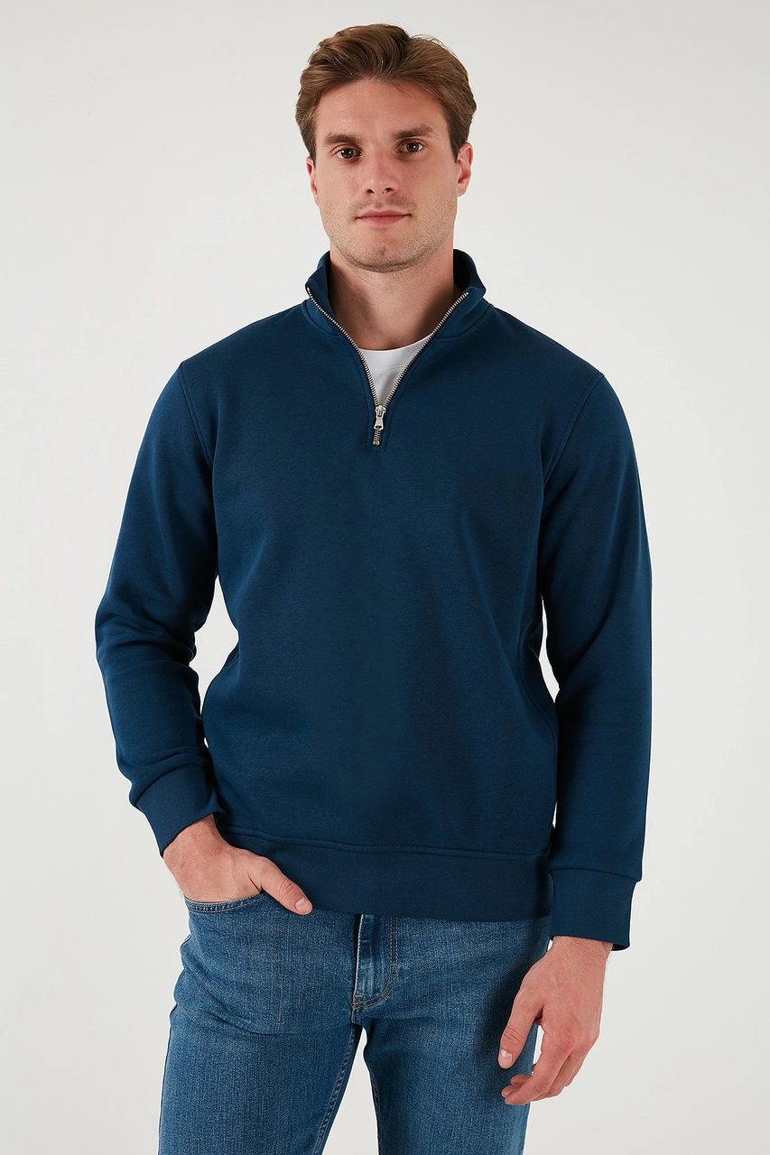 Buratti Pamuklu Regular Fit Dik Yaka 2'Li Paket Erkek Sweat 59052592S2 Indigo-Kum