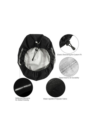 Arsuxeo Siyah Su Geçirmez Yansıtıcı Şerit Ile Bisiklet Kask Kapak Y11547b Siyah