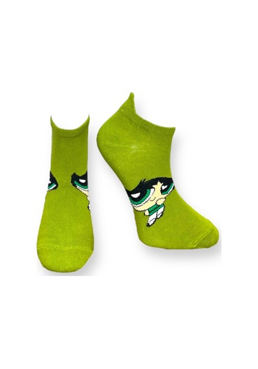 3'lü Unısex Çizgi Film Karakterli Esnek Nem Alabilen Pamuklu Spor Patik Çoraplar Çok Renkli