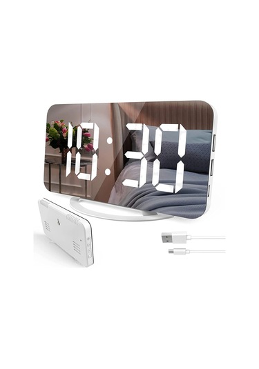 Techtic Alarmlı Termamotre Aynalı Çift USB Masa Saati