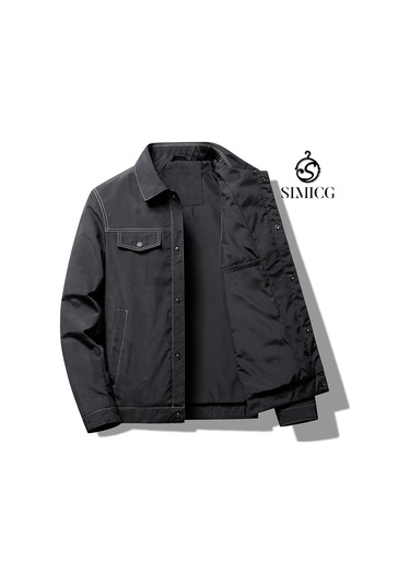 İş Yakası Tasarımına Sahip, Şık Ve Çok Yönlü, Slim Fit Erkek Ceketi. Siyah