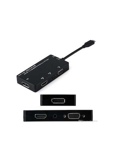Usb 3.1 Type-C To Hdmi Vga Displayport Ses Combo Çevirici 4 In 1