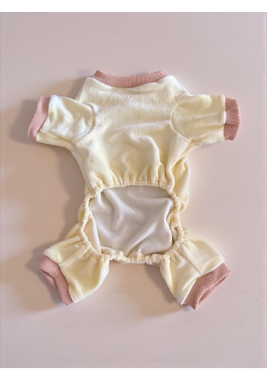 Sunny Cake Pastel Sarı İnce Kadife Köpek Tulum Pijama
