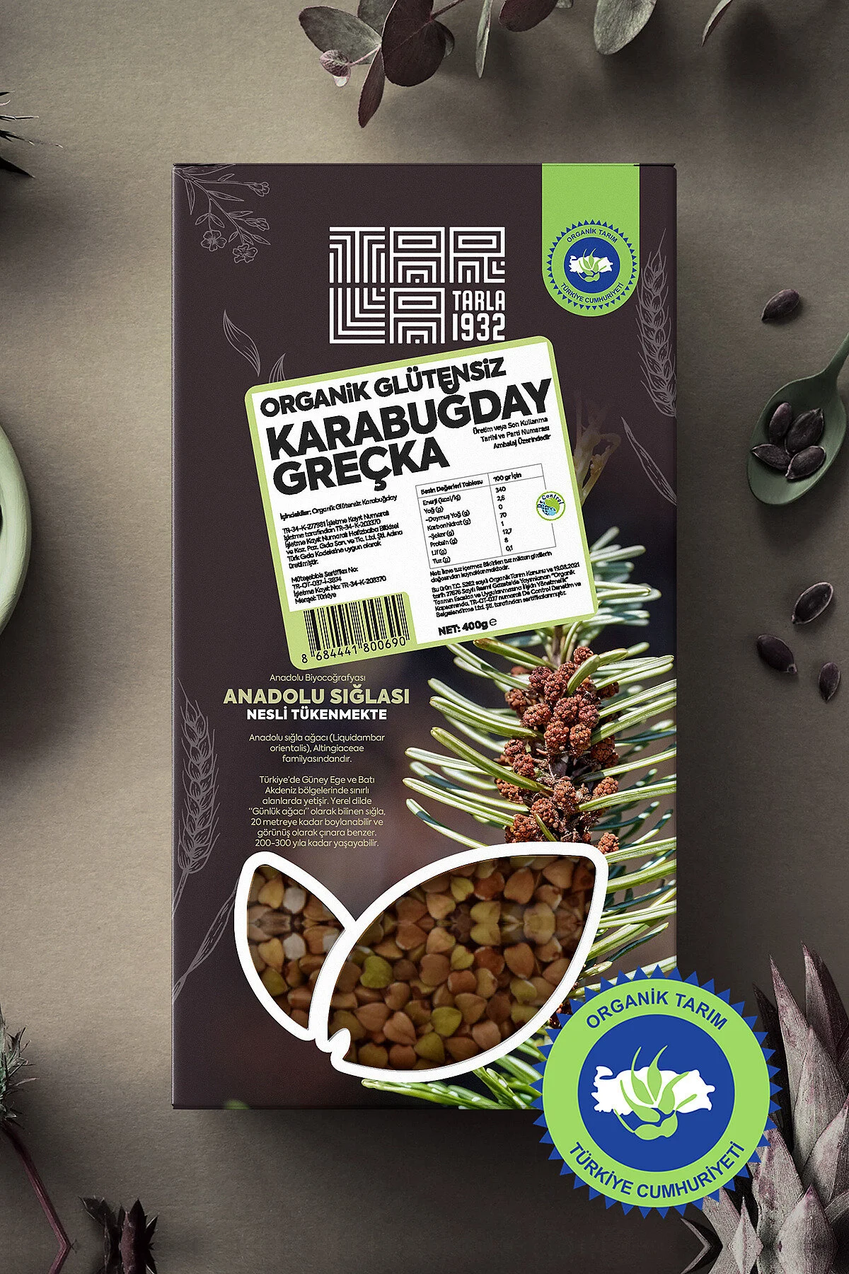 Tarla 1932 Organik Glutensiz Karabuğday Greçka Doğal & Katkısız 400 Gr