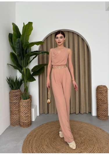 Ahes Shopping Darcy Sırt Dekolteli Tulum Bej