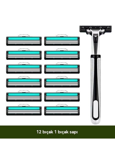 Bıçak Tıraş Makinesi Tıraş Makinesi Paslanmaz Çelik Manuel Kafa Erkek Vintage Sakal Bıçağı Sakal Bıçağı Sakal Bıçağı Elektrikli Değiştirme 12 Bıçak 1 Bıçak Sapı