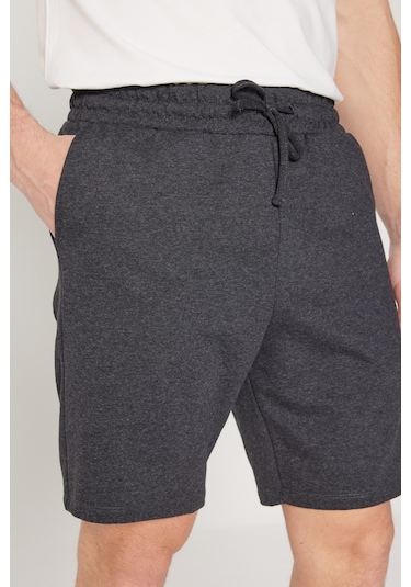 Ac&Co / Altınyıldız Classics Erkek Antrasıt Standart Fit Normal Kesim 2 Iplik Cepli Recycle Pamuklu Örme Şort Antrasit