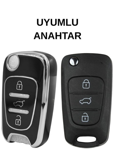 Hyundai Ve Kia - İ10 İ20 İ30 İx25 İx35 Elentra Ceed Picanto Rio 3 Buton Nano Anahtar Kılıfı