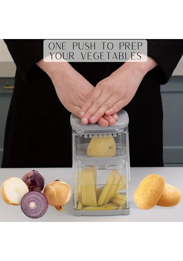 Dashanshop 1 Takım 4 Dilimli Grey Sebze Doğrayıcı - Paslanmaz Çelik Bıçaklı Mutfak Aleti Patates Soğan Meyve Sebze Kesme Ev Yemekleri İçin 1 Parça