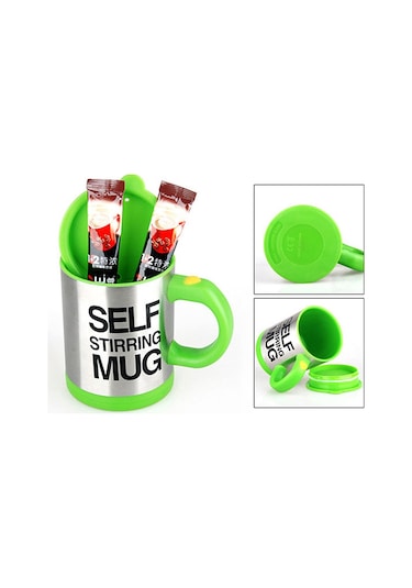 Kişiye Özel Kendini Karıştıran Mikser Kupa Termos Bardak Yeşili - Çok Renkli