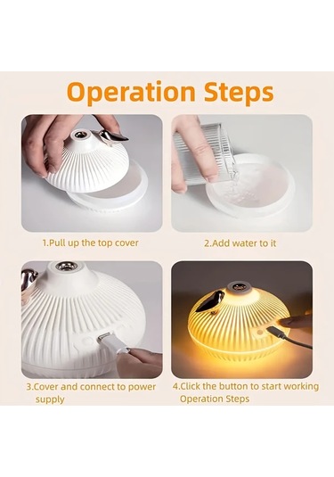 Techbloom 1 X 10 14 Oz Led Işık Soğuk Buhar Nemlendirici Usb Aromaterapi Difüzör Taşınabilir Mini Oda Nemlendirici White