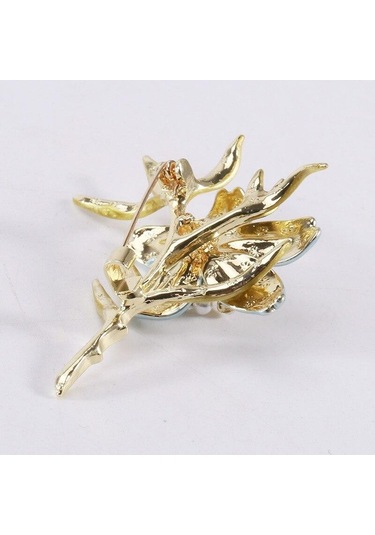 Mavi Blucome Yeni Sanatsal Şeftali Çiçeği Broş Nazik Taze Çiçek Bitki Pin Kadın Parti Ofis Broş Pin Hediyeler Mavi