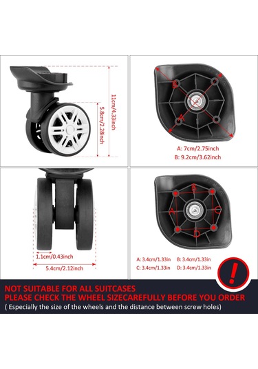 Suntek Bavulu Tekerlekleri Yedek Aralığı 1,3 A18 Döner 4 Adet Frensiz