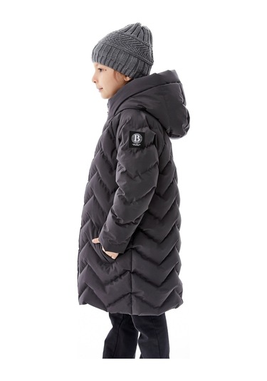 Benitto Kids Kız Çocuk Kapüşonlu Kışlık Şişme Mont 51353 Gri