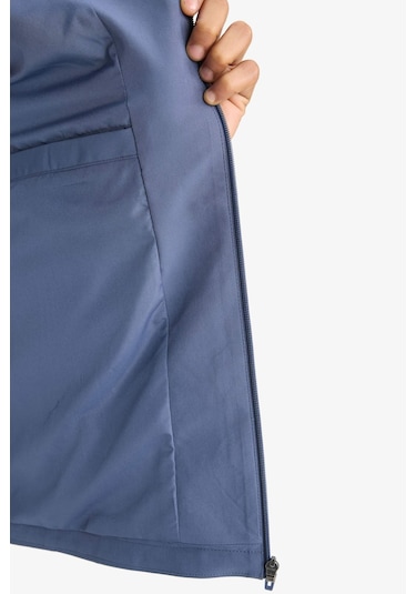 Defacto Defactofit Su İtici Regular Fit Kapüşonlu Fermuarlı İpek Kumaş Yağmurluk E9218ax25auın113 İndigo