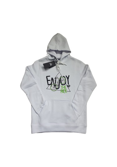 Fuba Kapşonlu Sweat Enjoy Beyaz Beyaz