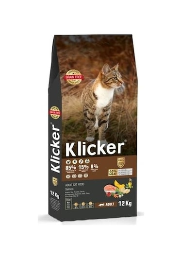 Klıcker Somonlu Yetişkin Kedi Kuru Maması 12 KG