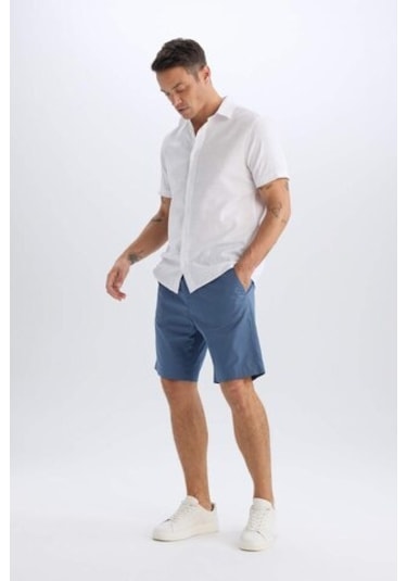 Defacto %100 Pamuk Regular Fit Gabardin Bermuda Şort C7684ax25spın257 İndigo
