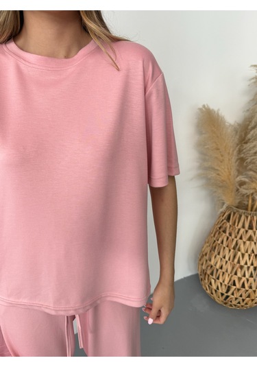 Kadın Modal Kısa Kolu Soft Touch Spor Takım Pembe Kadın Modal Kısa Kolu Soft Touch Spor Takım Pembe