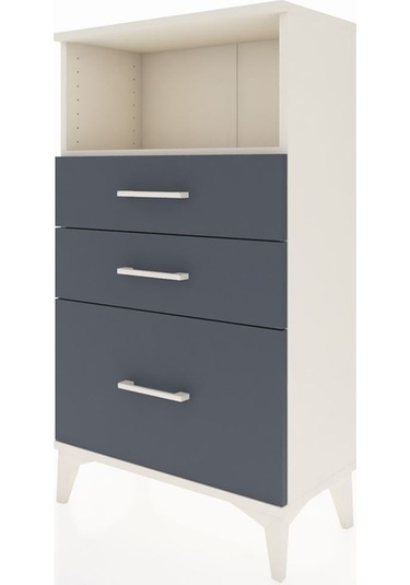 Arges Komodin Tek Raflı 3 Çekmeceli 60x30x106 Aytaşı-antrasit Aytaşı