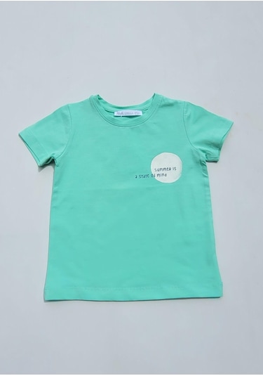 Erkek Bebek Pamuklu, Rahat Kalıp Arka Baskılı Tshirt-6968-yeşil Yeşil