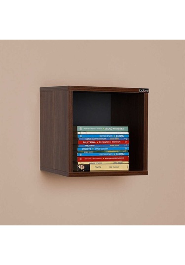 Adoremobilya Dekoratif Kare Duvar Rafı - Ispanyol Ceviz