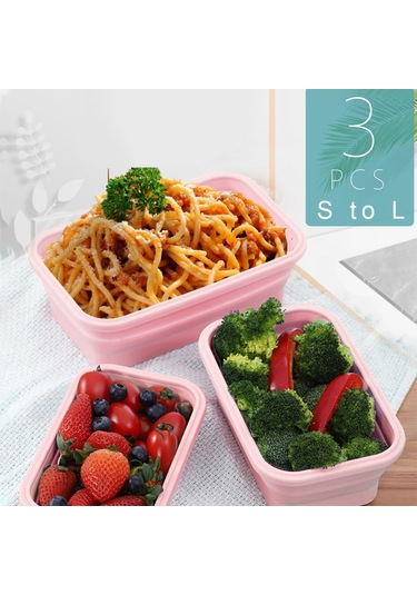 Aubyhe 3'lü Silikon Yemek Kutusu Seti - Katlanabilir, Leakproof Kapağı İle Sağlıklı Yemek Taşıma Mavi MAvi