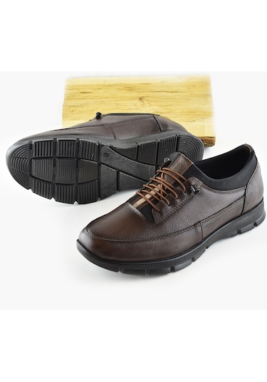 325a Tam Ortopedik Topuk Masajlı Taban Erkek Ayakkabı Hakiki Deri Mevsimlik Ayakkabı Kahverengi