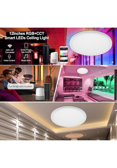 Neoglint Ac110-277v 24 W 12" Rgb+cct Led'ler Tavan Led Işığı Beyaz Beyaz