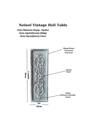 Neiwel Vintage Hell Eskitme Beyaz Tablo