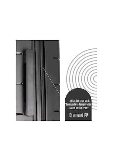 Npo Diamond Pp Polipropilen Kabin, Orta Ve Büyük Boy 3'lü Kırılmaz Valiz Seti-siyah Siyah