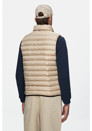 Blume Koyu Bej Fermuarlı Ve Cepli Polyester Standard Fit Erkek Yelek Koyu Bej