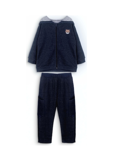 Luess Erkek Çocuk Kot Görünüm 3 İplik Hamster Nakışlı Alt Üst Takım 3-4 Yaş 8-9 Yaş Lacivert