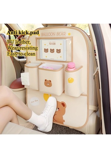 Dashanshop Balon Ayı Türevli Tablet Tutuculu Ve Sakluz Cepli Pu Deri Koltuk Koruyucu
