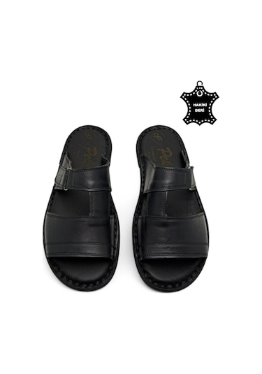 Tamamen Hakiki Deri Ve Topuk Yastıklı Sistemli Ortopedik Erkek Terlik Siyah-40 Siyah Tamamen Hakiki Deri Ve Topuk Yastıklı Sistemli Ortopedik Erkek Terlik Siyah-40 Siyah