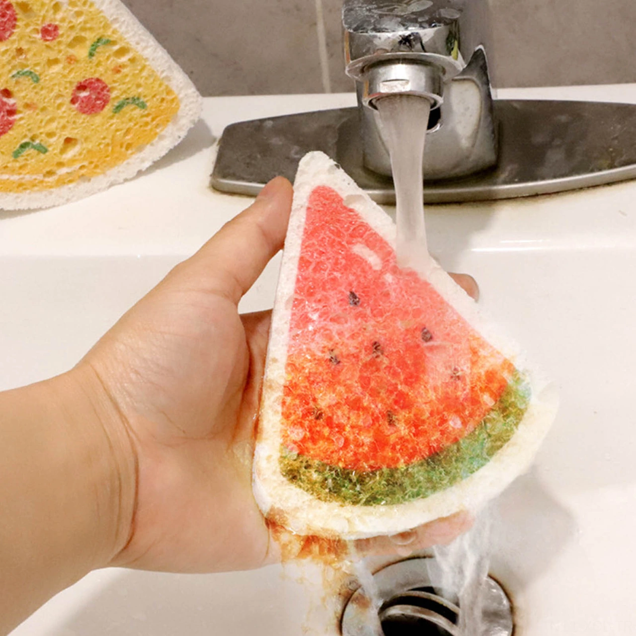 Konesam Mutfak Temizliği İçin Kısa Kuruyan, Dayanıklı Ve Yeniden Kullanılabilir Karikatür Desenli Sıkıştırılmış Odun Hamuru Sponge Diğer