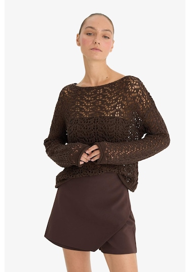 Defacto Yüksek Bel Şort Etek F8310ax25aubn340 Kahve