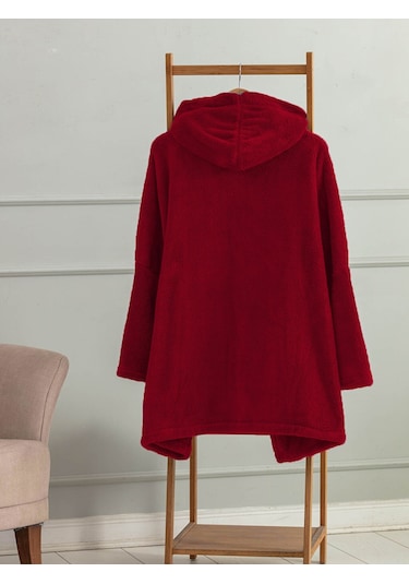 Mulberry Wellsoft Kapşonlu Giyilebilir Tv Battaniyesi Unise x Over Size - Kırmızı