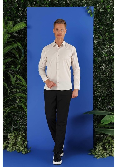 Gk 683 Slim Fit Taş Klasik Gömlek Taş