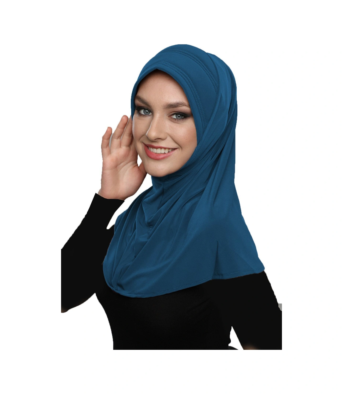 Takmatik Sade Petrol Hazır Türban Tesettür Havuz Bonesi Namaz Örtüsü Petrol