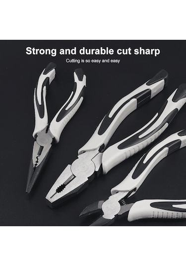 Besthome1 6 Elektrikçi Krom Nikel Çelik Tırnaklı Presli, Kaydırıcı, Kesici Ve Anti Kayma Kollü El Tokma Aleti