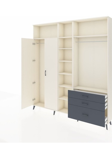 Arges Dolap 9 Raflı 3 Çekmeceli 2 Askılı 220x30x243 Aytaşı-aytaşı/antrasit Aytası/antrasıt