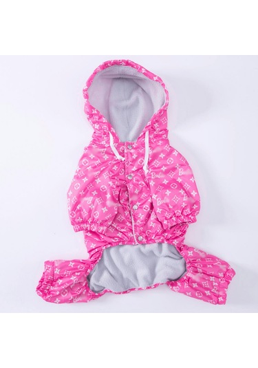 Pembe Desenli Tulum Yağmurluk Köpek Kıyafeti Köpek Yağmurluğu