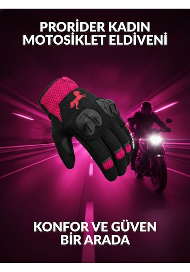 Yüksek Korumalı Kadın Motosiklet Eldiveni Pembe Avuç İçi Slider Korumalı
