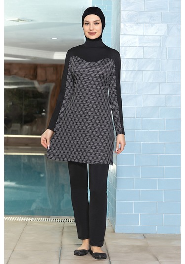 Likralı Tam Kapalı Tesettür Mayo 1272 Siyah Siyah